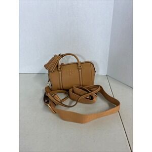 Tory Burch McGraw Small Satchel Tiramisu Leather Crossbody Bag Tan New